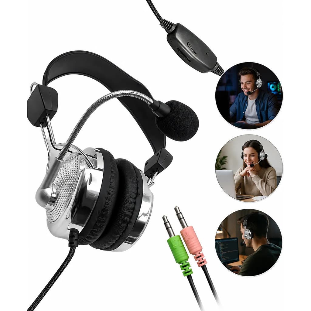 Fone Ouvido Headset Gamer 7.1 C/ Microfone Ajuste Volume Notebook Pc Controle P2 Profissional