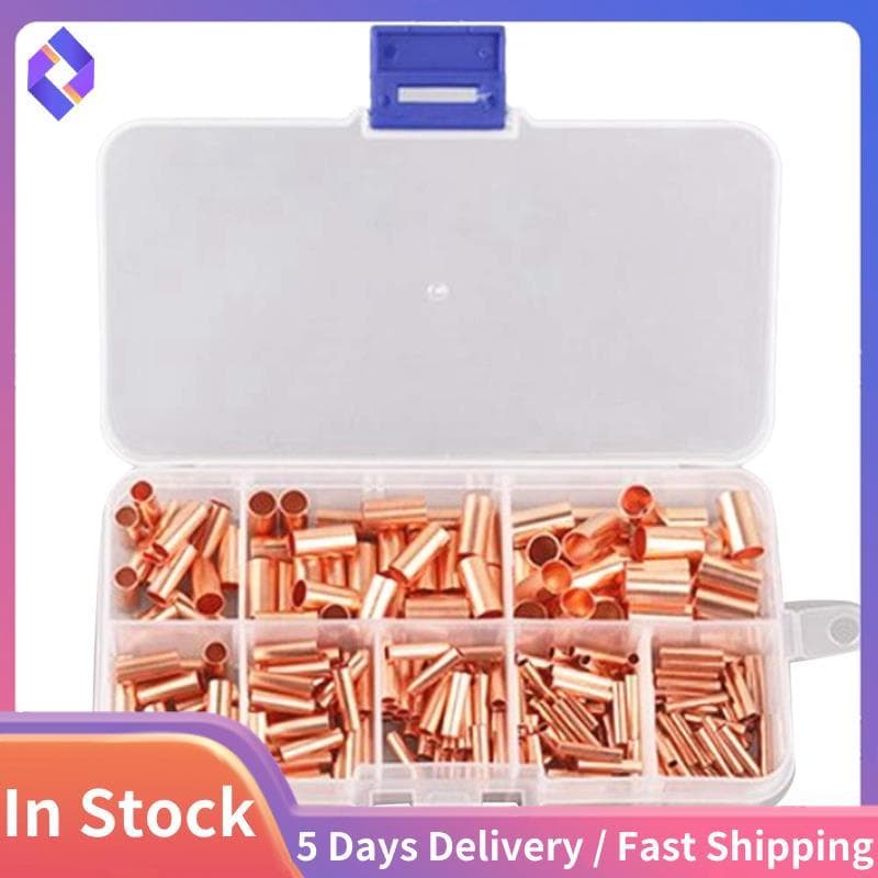 250 Peças GT Tubo De Conexão De Cobre Junta De Fio Pequeno Terminal Cabo Lug Bootlace Virola Kits