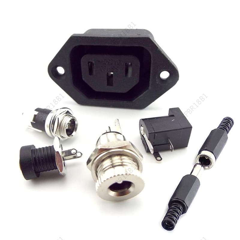 2 Pçs DC Fonte De Alimentação Jack 5.5 * 2.1mm Soquete Elétrico Fêmea PCB Painel Montagem Conector Rosca Metal Porta Car