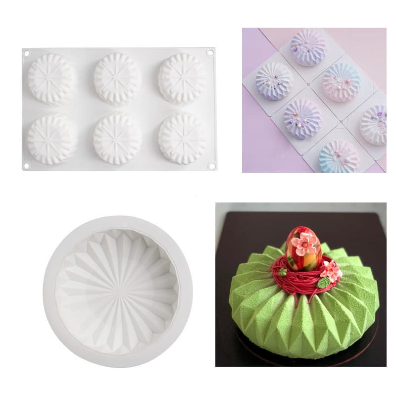Tridimensional redondo Origami Mousse bolo molde DIY pastelaria francesa molde de Silicone assado grau alimentício resis
