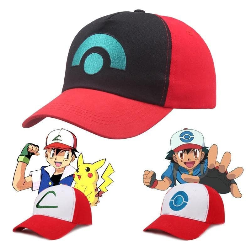 Anime Dos Desenhos Animados Pokemon Chapéus Bolso Monstro Figura Cinza Ketchum Cosplay Série Chapéu Ajustável Boné De Be