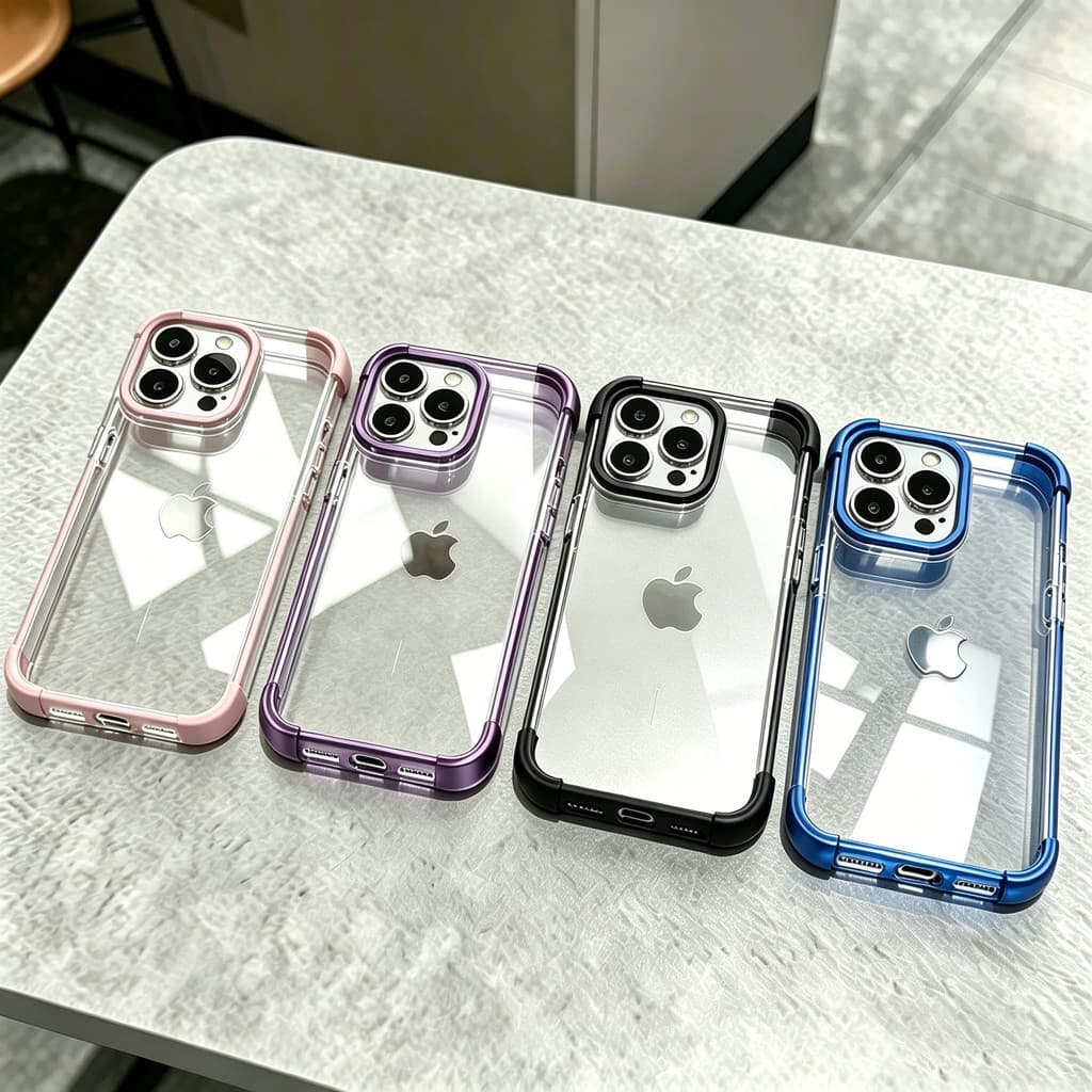 Logo Metálico Brinde Capa Capinha Para iPhone 17 16 15 14 Plus 13 12 11 Pro Max Normal Transparente que Não Amarela