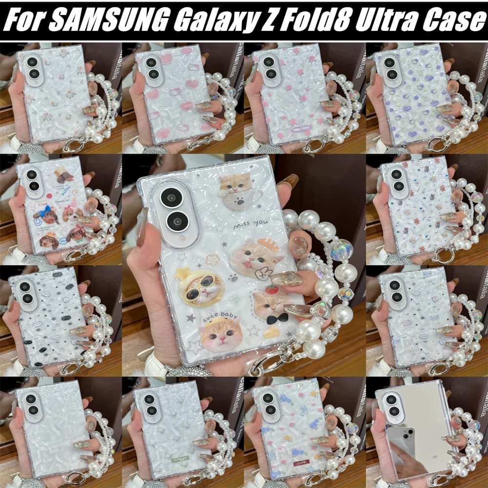 Novo Para 2026 Samsung Galaxy Z Fold 8 Ultra 7 6 Capa De Telefone Dobrável Gato Bonito Dos Desenhos Animados Ondulação D