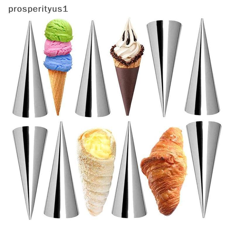 PRS 6/16 Pçs Tubo Cônico Cone Rolo Moldes Espiral Croissants Creme Chifre Molde Pastelaria Biscoito Sobremesa Cozinha Fe