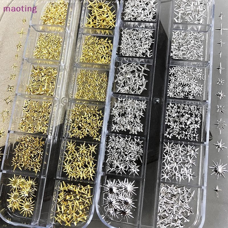 [maoting] 12 Grades/Caixa Design Misto 3D Metal Starlight Nail Art Charms Peças Estrelas Acessórios De Rebite Para Decor