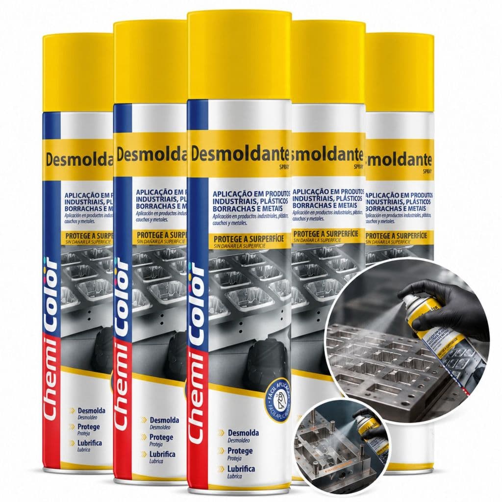 Kit 5 Desmoldantes Spray ChemiColor Sem Silicone 250ml Uso Industrial