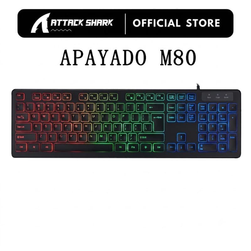 Teclado Retroiluminado Para Jogos De Escritório APAYADO M80 , USB , Com Fio , 104 Teclas , Ultrafino , Translúcido , RGB