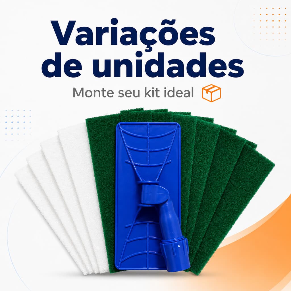 Kit suporte LT limpa tudo articulado 360° + 2 fibras abrasivas limpeza geral vidros sem cabo