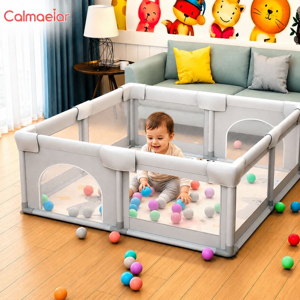 180x120cm/200x150cm Cercadinho Bebê Grande Chiqueirinho Infantil Cercado Portátil Dobrável de Seguro e Protegido