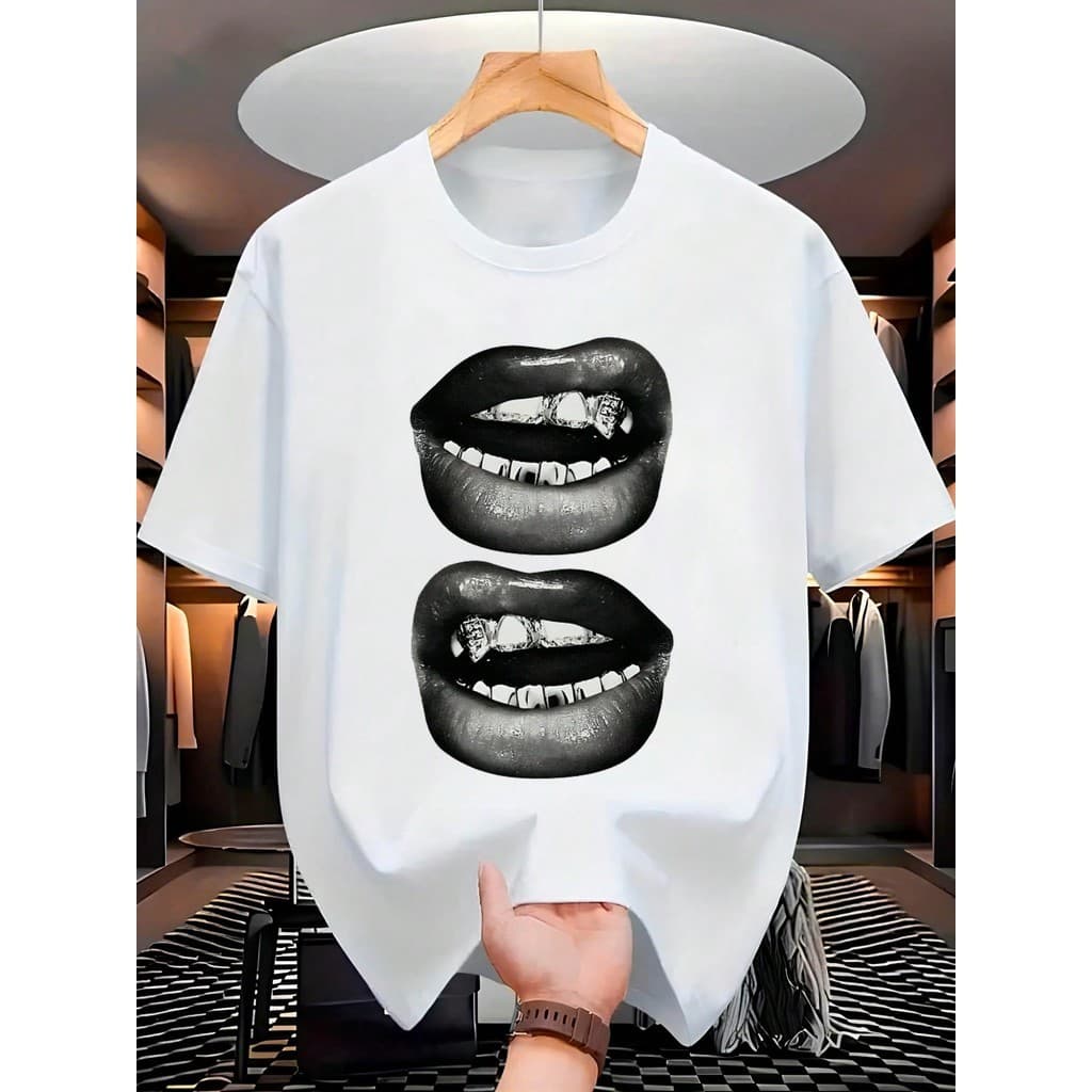 Camiseta Streetwear Unissex 100% Algodão Masculina e Feminina Estampada Bocas Camisa Premium