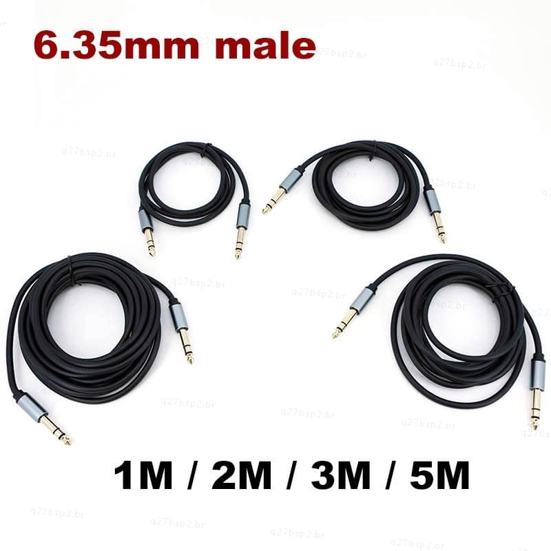 1-5m 6.35mm Macho Para Cabo De Áudio Estéreo Banhado A Ouro TRS 1/4 Amplificador De Alto-Falante De Guitarra Canal Duplo