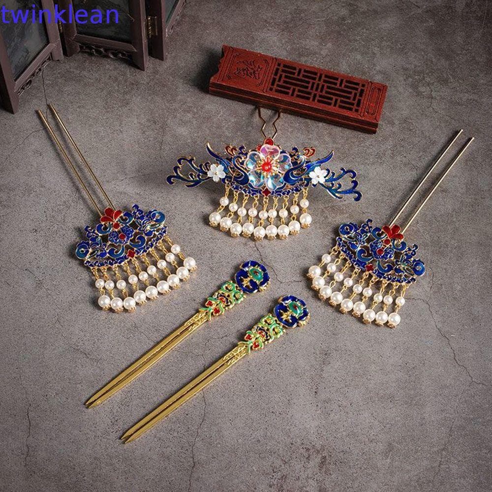 TWINKLEAN Hanfu Bastões De Cabelo Vintage Simples Flor Antiga Estilo Antigo Chinês Senhoras Passo Shake Feminino Garfo