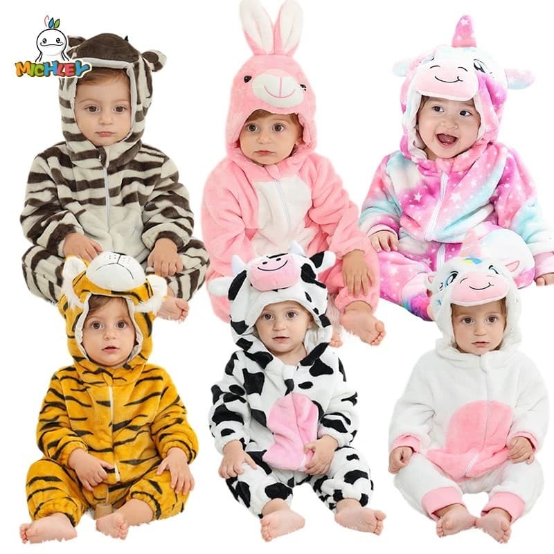 Macacão De Flanela De Vaca Dos Desenhos Animados Roupas De Inverno Do Bebê Presente De Carnaval Infantil Macio Pijama Bo