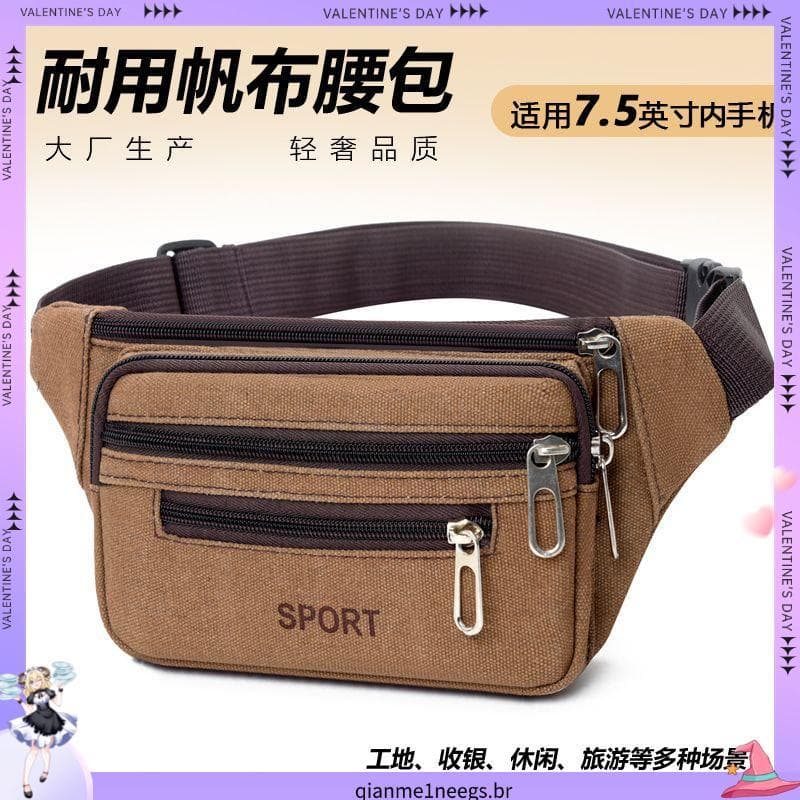 Novo estilo bolsa de cintura masculina soldador de lona multifuncional bolsa para celular bolsa de moedas mensageiro de