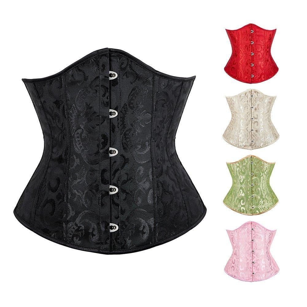 Corsets Femininos Jacquard Underbust Corset Sem Copas Cincher