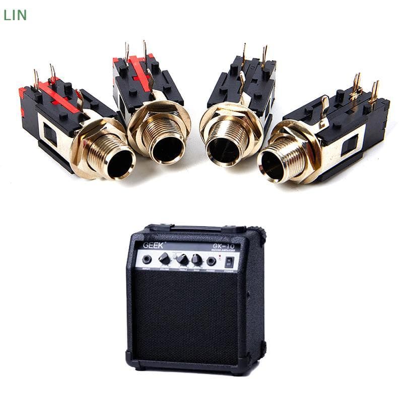 2 Peças 6.35mm Fone De Ouvido De Áudio Ja 1/4 Polegada 5 Pinos Microfone Fêmea Soet Montagem Em Painel Conector De Solda
