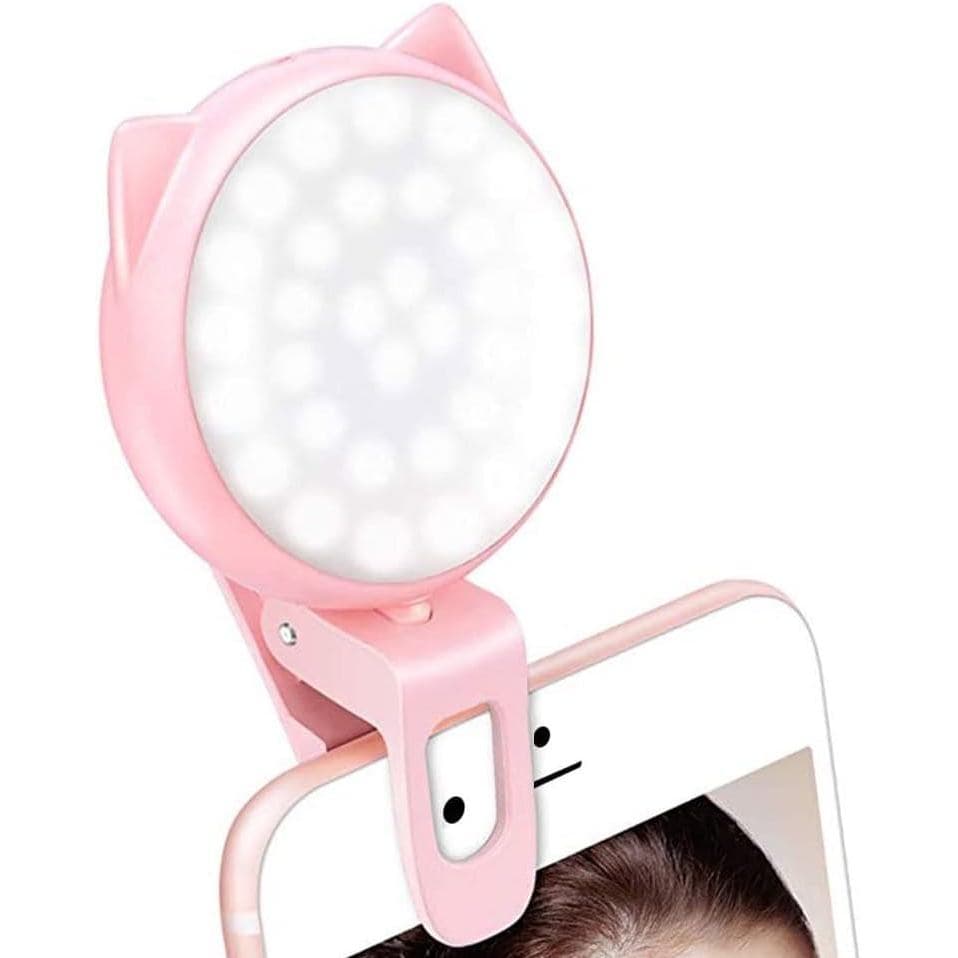 Anel de Luz para Selfie OURRY, Mini Recarregável com 9 Níveis de Brilho Ajustáveis e 32 LEDs, Duração de 2 a 8 Horas, Il