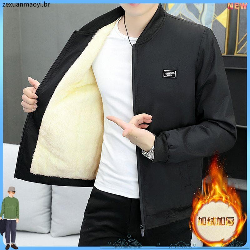 Outono inverno novo estilo forro de lã masculino engrossado jaqueta masculina quente algodão acolchoado jaqueta juventud