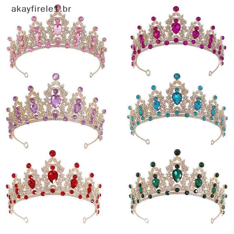 akayfirele1 Luxo Elegante Cristal Princesa Coroa Acessórios De Cabelo Tiara Para Festa Feminina Strass Casamento De Noiv