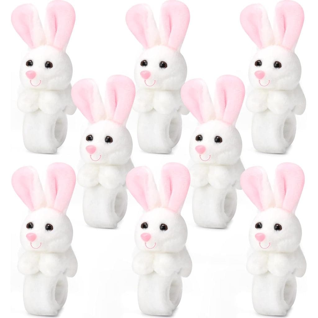 Lenwen 8 Peças Pulseiras de Pelúcia de Coelho para Crianças, Pulseiras de Encaixe de Animais de Pelúcia para Páscoa, Pul