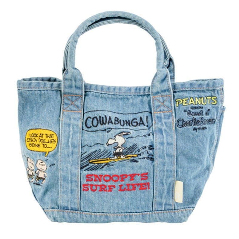 ‌ Sacola Jeans Bordada De Cachorro Fofo , Bolsa Pequena Estilo Japonês Adorável Lancheira Para Mulheres De Ombro Portáti