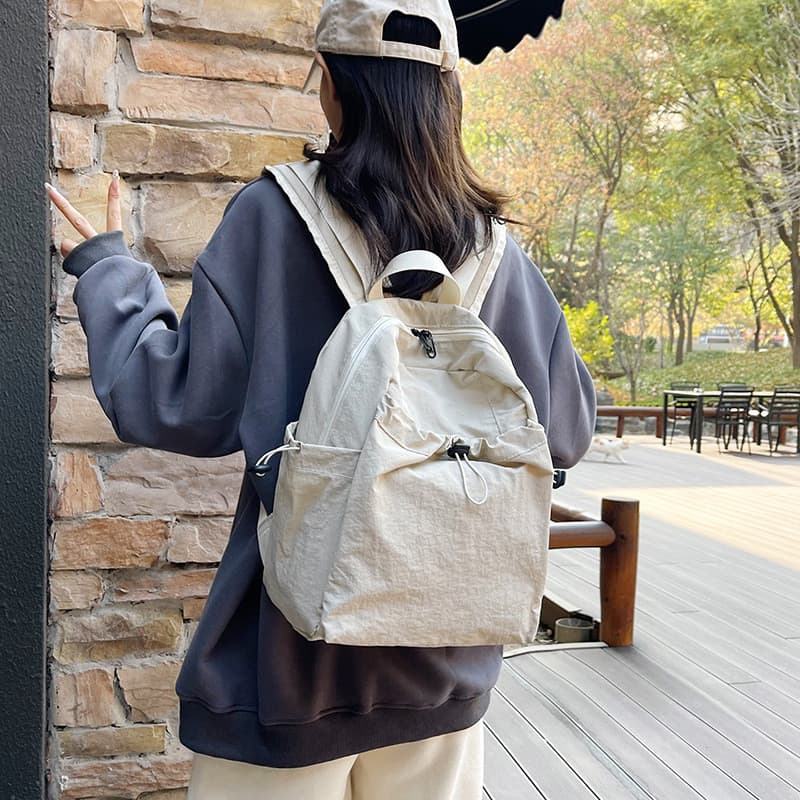 Nova mochila leve com cordão ajustável para mulheres, versátil para deslocamentos diários, escola, mochila escolar, espo