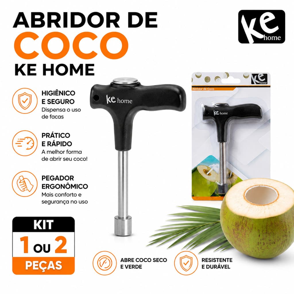 Abridor de Coco Manual Aço Inox Profissional