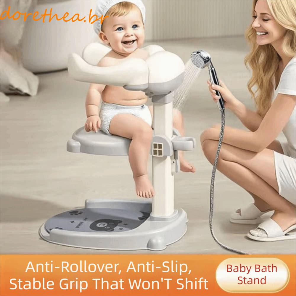 DORETHEA Suporte De Chuveiro Para Bebê , Banho Ajustável Anti-Queda Infantil Seguro E Resistente
