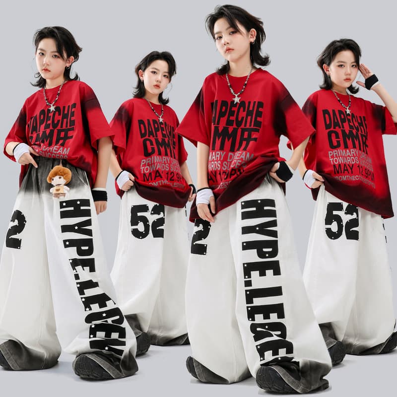 Dança de rua desempenho infantil roupas da moda estilo Hip-Hop crianças hiphop hiphop menino terno médio grande pratelei