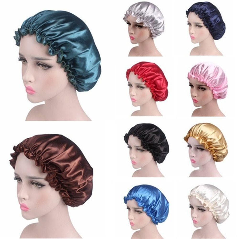 Toucas De Banho Femininas , Gorro De Cetim Para Cuidados Com Os Cabelos , Touca Larga E Fashion
