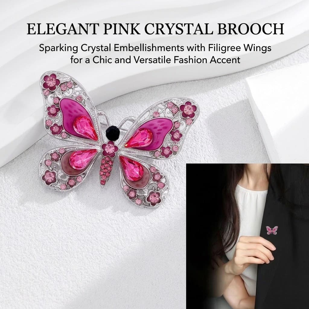 Elegante Borboleta Strass Broche Liga De Zinco Feminino Jóias Festa Presente De Casamento