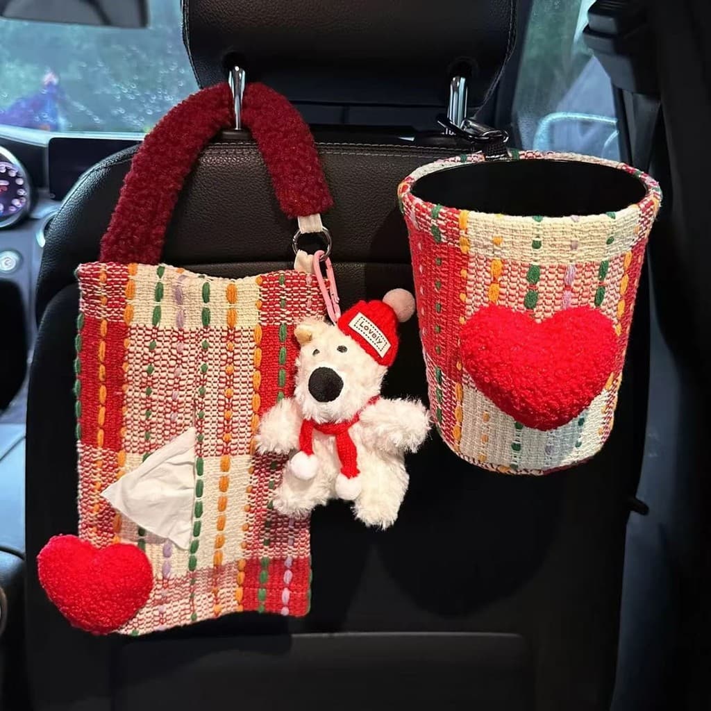 Gaveta de armazenamento para carro, lixeira suspensa para carro, caixa de lenços de papel fofa e criativa para o carro.