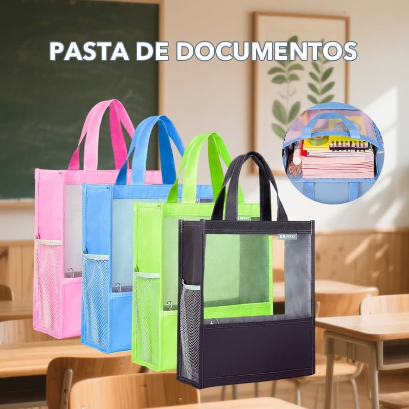 Bolsa Impermeável de Grande Capacidade para Guardar Livros Didáticos, Ideal para Estudantes, com Compartimentos.