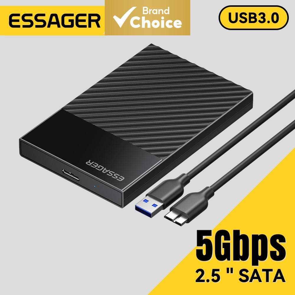 Essager Gabinete SSD/HD Externo 2,5 USB 3.0 SATA com UASP/TRIM, 5 Gbps, sem ferramentas