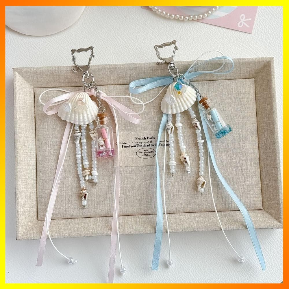 Chaveiro De Fita Artesanal Leve Frisado Moda Delicada Desejando Deriva Garrafa Para Amigos Presente Casual Bolsa