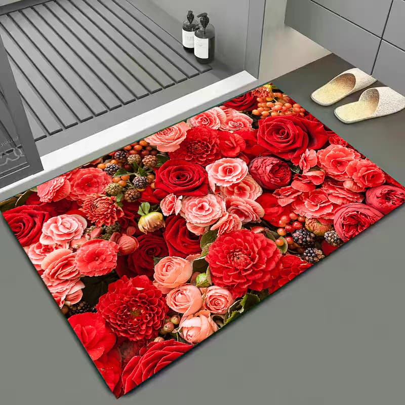 3D Folha Fresca Flor Diatom Lama Tapete Banheiro Tapete Porta de Entrada de Cozinha Tapete