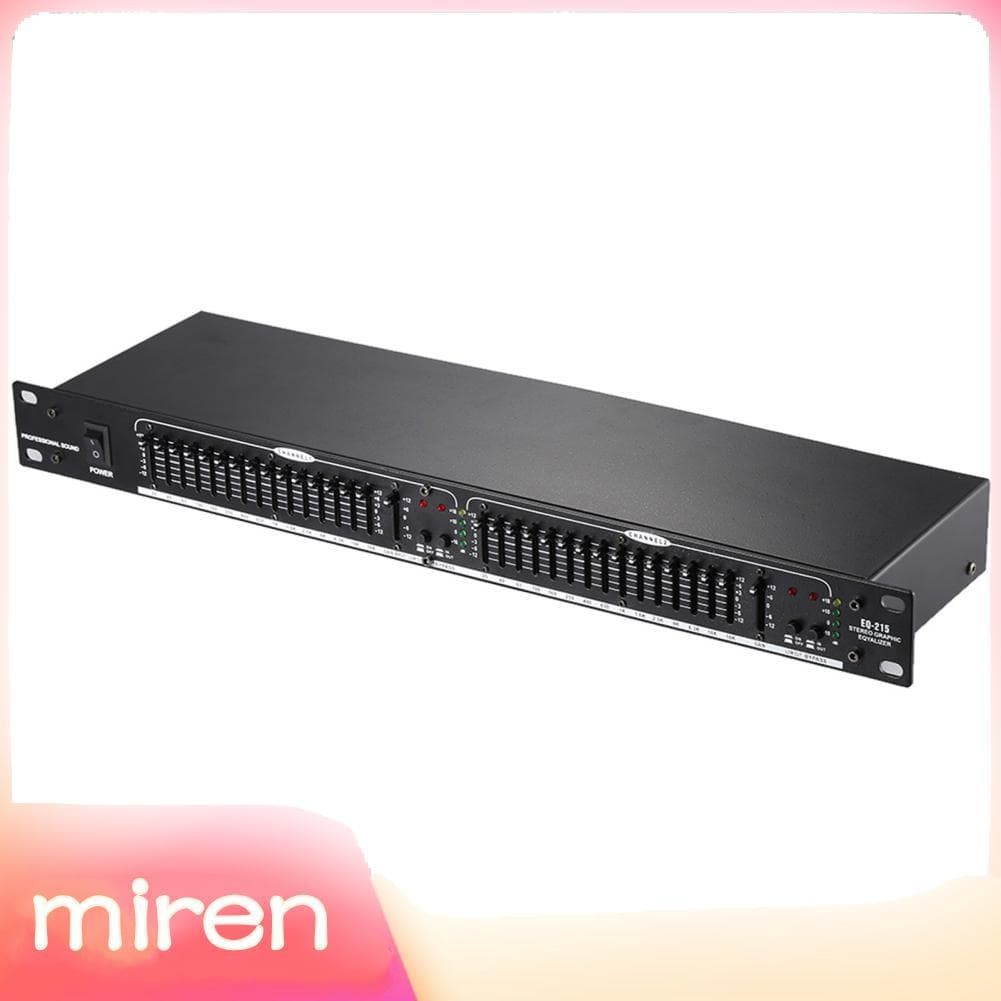 miren.br EQ-215 Equalizador de 15 bandas de canal duplo 1U para montagem em rack