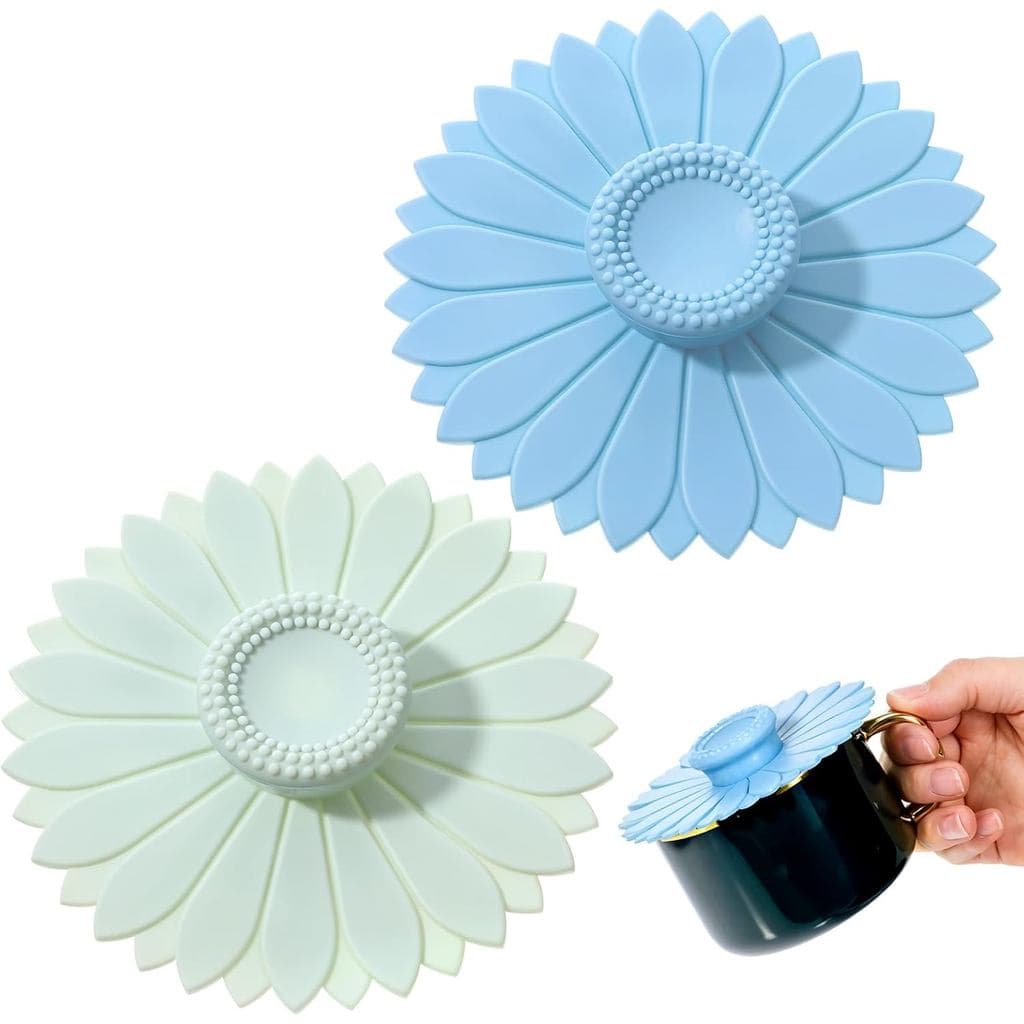 2 Peças de Tampas de Silicone para Copos, Tampas de Silicone Reutilizáveis para Canecas de Chá, Tampas Universais para C