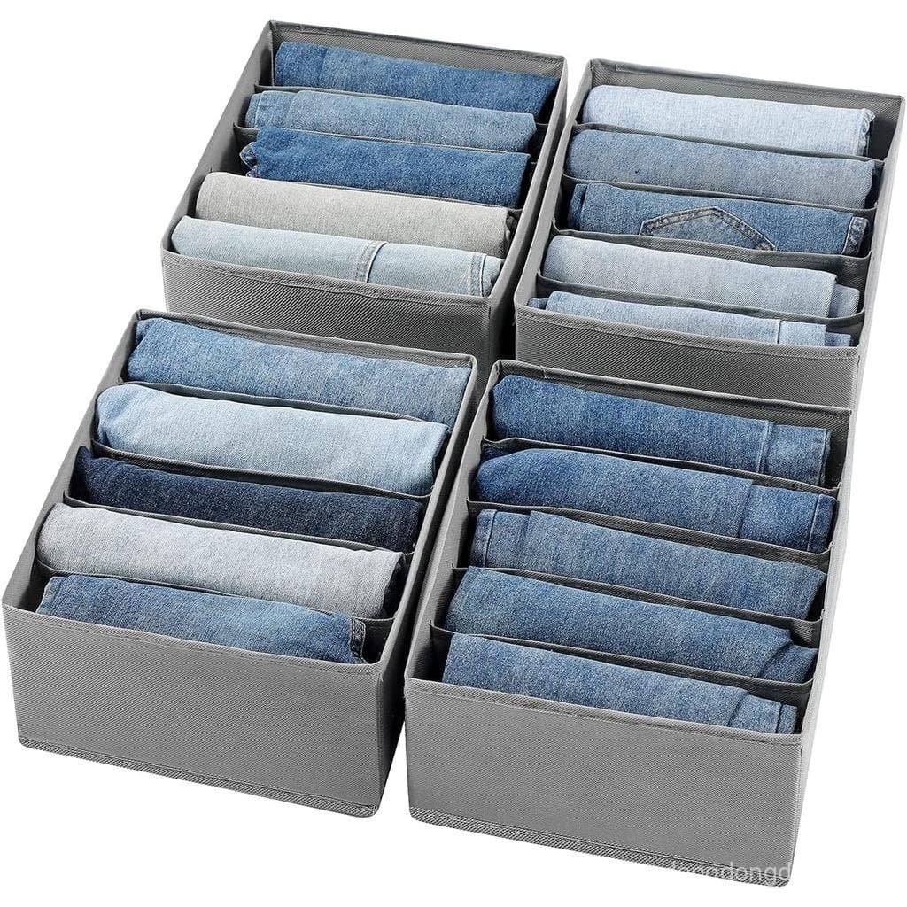 Organizadores de Gavetas para Jeans e Roupas, Caixa de Armazenamento para Guarda-Roupa com 5 Compartimentos, Organizador