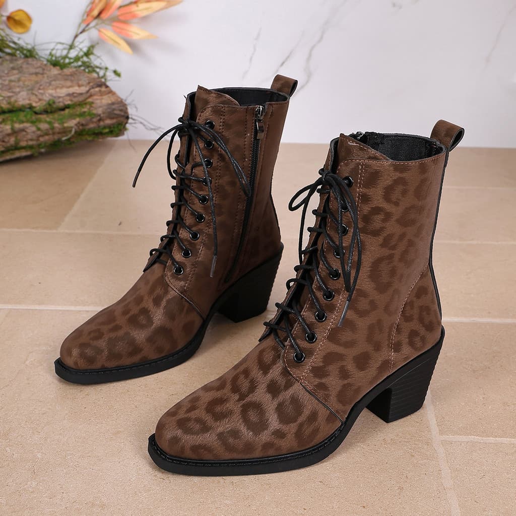 Botas curtas sapatos femininos de salto baixo rendas dedo do pé apontado Martin botas femininas sapatos com zíper botas