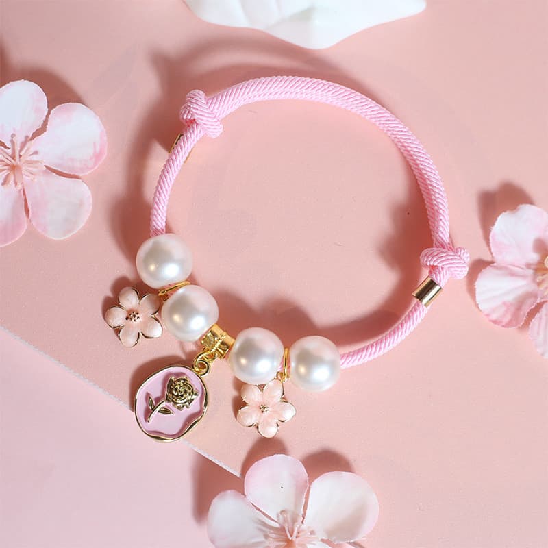 Coleira rosa para gato, fecho dourado com flor de cerejeira, colar de gato delicado, acessório para gato, colar de pérol