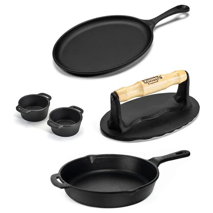 Jogo de Panelas Churrasco 5pcs Ferro Fundido Panela Mineira
