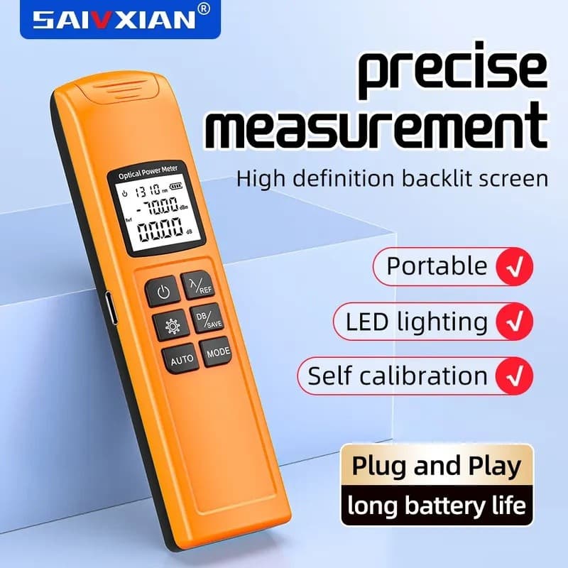 Medidor De Potência Óptica SAIVXIAN G10 Bateria Recarregável De Alta Precisão FTTH De Fibra Com Luz Flash OPM FC/SC/ST