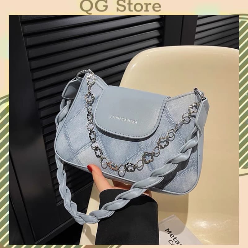 Bolsa Transversal Feminina Estilo Coreano com Corrente para Ombro QG Store