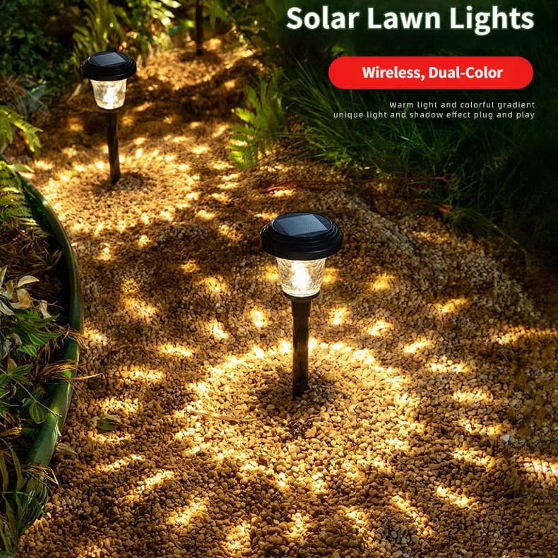 Luz Solar Para Gramado, Duas Cores, IP65 À Prova D'Água, Estaca Para Solo, Decoração De Jardim Externo