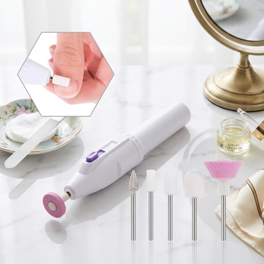 Lixa de Unha Elétrica Portátil 5 em 1 – Unhas de Salão em Casa! 💅✨