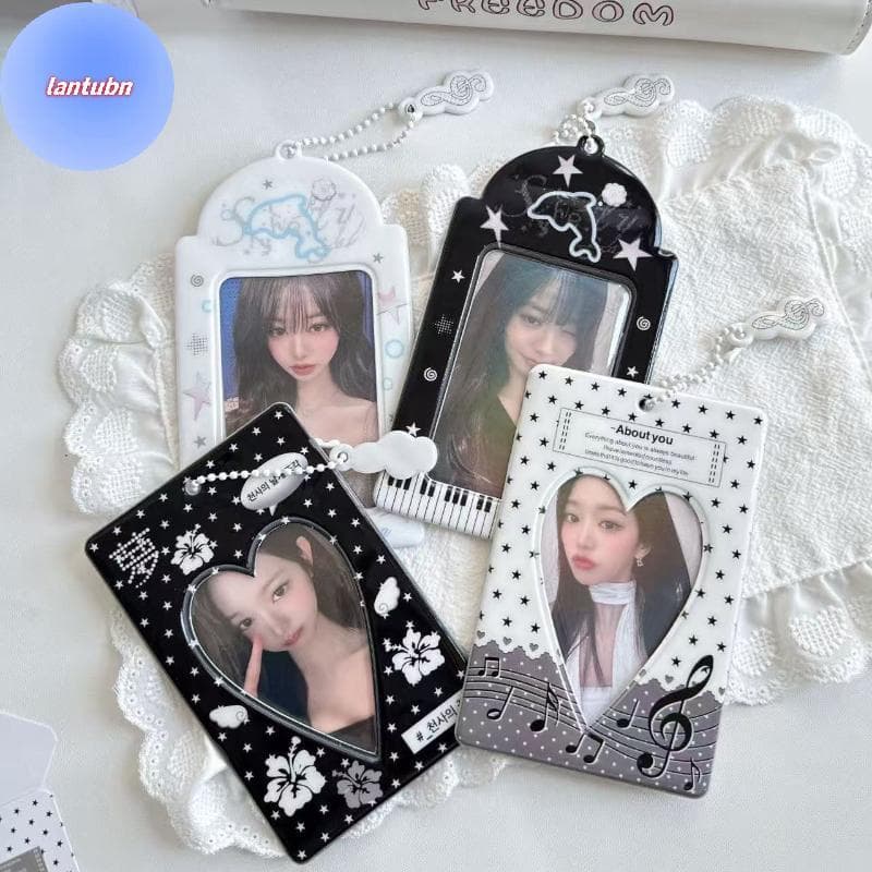LANTUBN Suporte Para Cartão Fotográfico Em Formato De Coração Fãs De Kpop Chaveiro Fofo Idol Álbum De Armazenamento De P