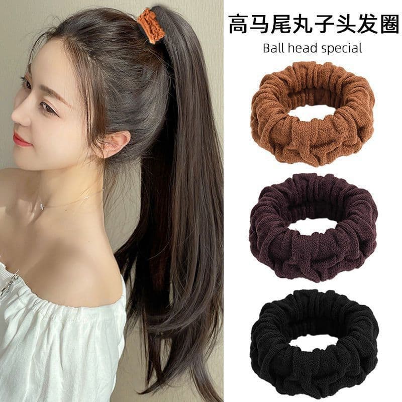 Preto grosso bandana pequena faixa de borracha laço de cabelo feminino laço de cabelo corda cocar sem costura alta elást