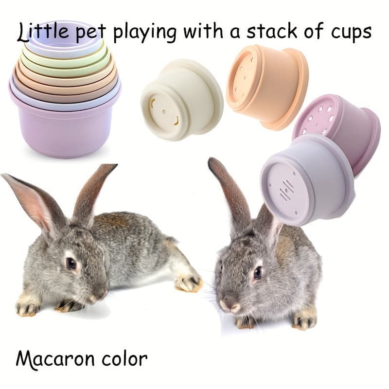 8 Copos De Empilhamento Coloridos Para Animais Pequenos-Brinquedos De Coelho Reutilizáveis Em Tamanhos Diferentes