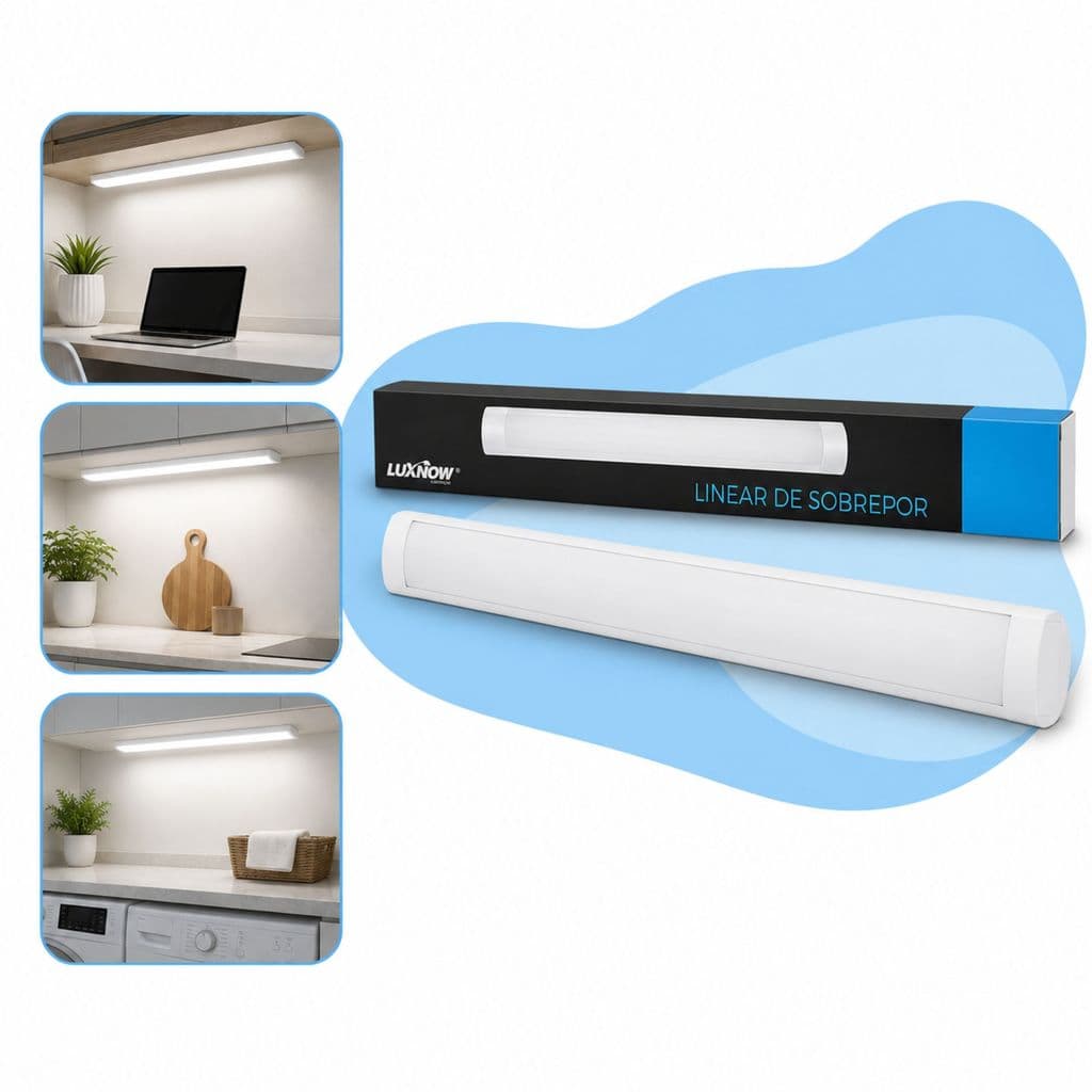 Luminária Led Linear 6500k 20w - 60cm X 7,5cm - Branco Frio 100-240v